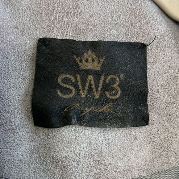 SW3 Bespoke GRAY SUEDE LEATHER-LOOK FAUX MOTO BIKER JACKET Size Large - Picture 10 of 14